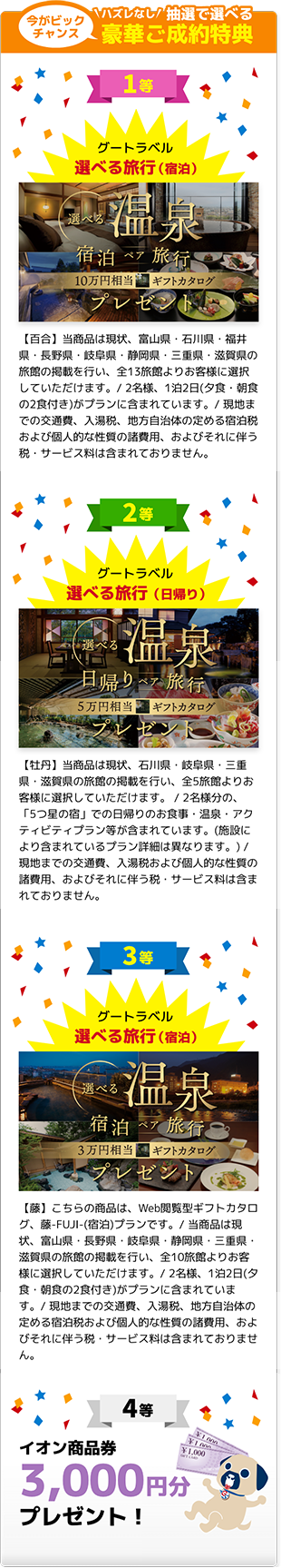 今がビックチャンスの選べる豪華ご成約特典
