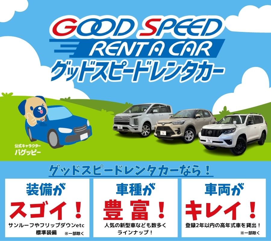 グッドスピードレンタカーはここが違う！豪華！豊富！キレイ！福祉車両レンタルもあります。