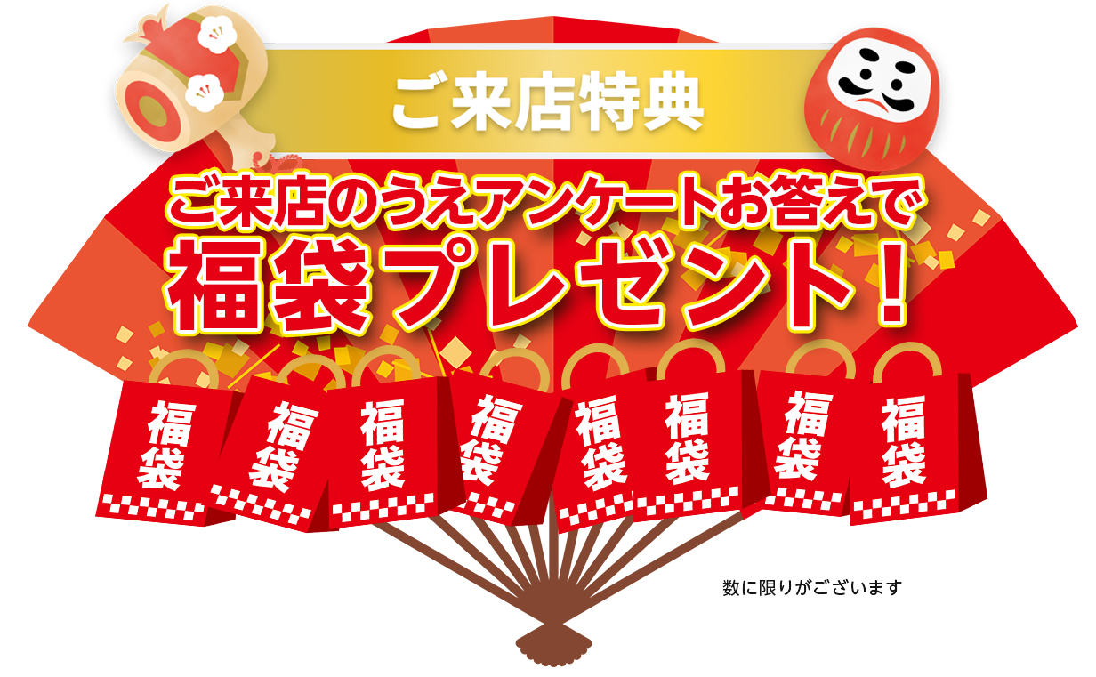 ご来店のうえアンケートお答えで福箱プレゼント！