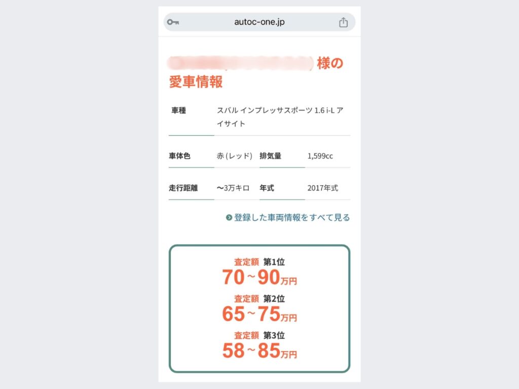 MOTA車買取の入札結果