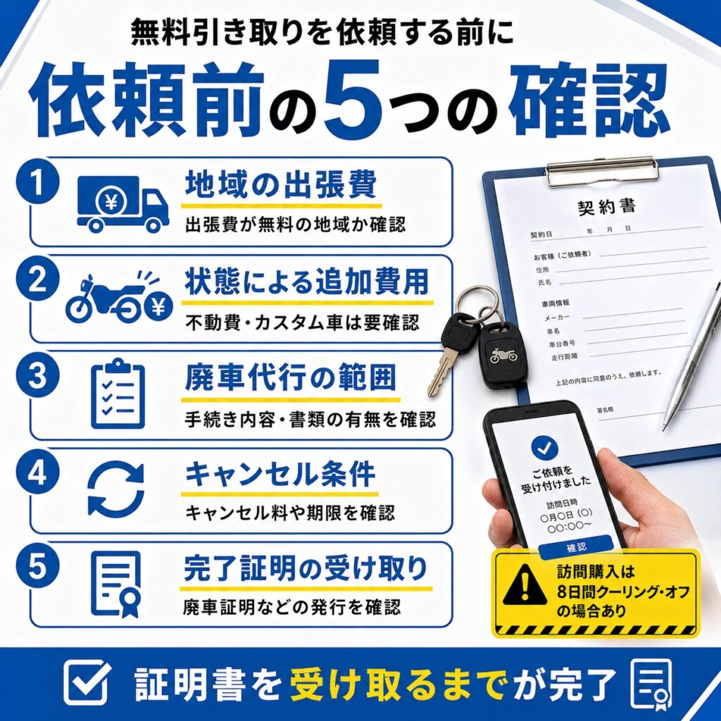 無料引き取りを依頼する前に確認したい注意点