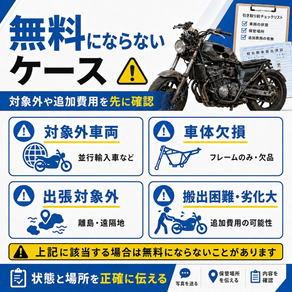 無料にならないケースと引き取り対象外を先に確認する